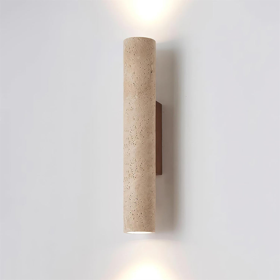 Beige Travertine Wall Light – Walnut Base