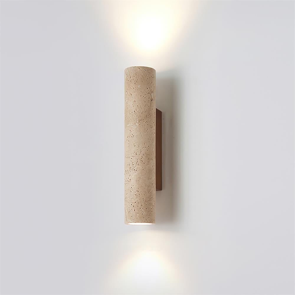 Beige Travertine Wall Light – Walnut Base