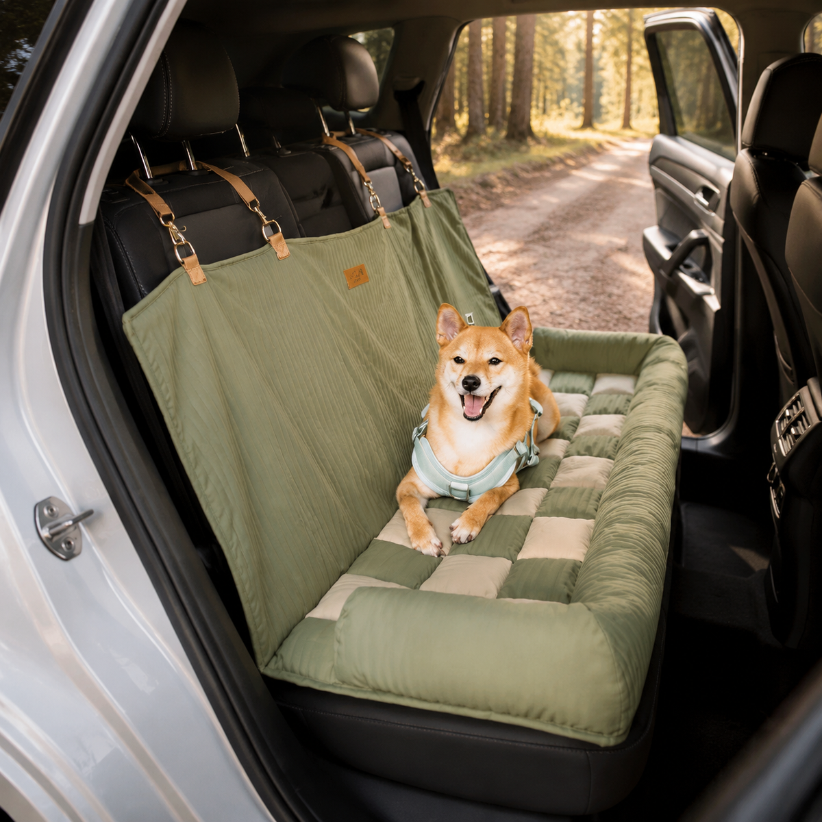 Dog Car Seat – Comfortable with Safety Bolster and Checkerboard Pattern