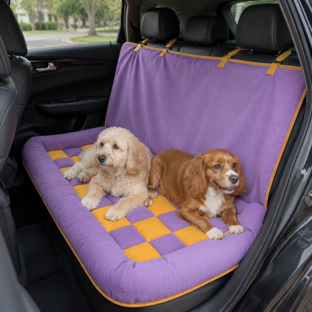 Dog Car Seat – Comfortable with Safety Bolster and Checkerboard Pattern