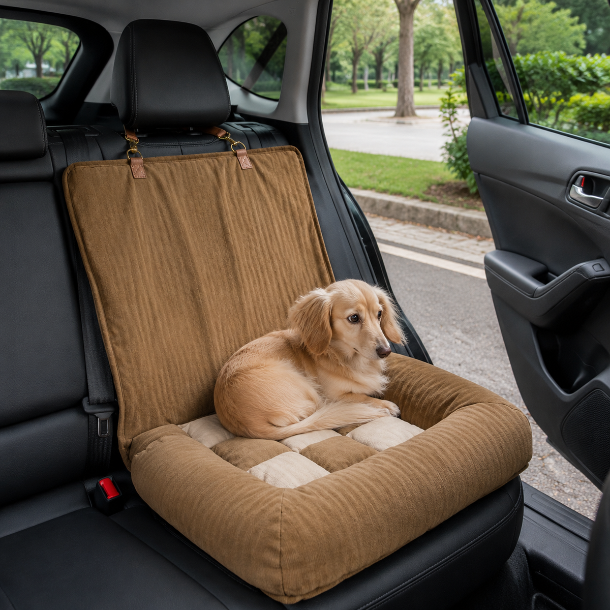 Dog Car Seat – Comfortable with Safety Bolster and Checkerboard Pattern