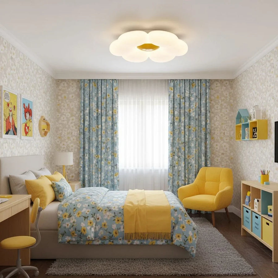 Six-Petal Flower Ceiling Light for Kids' Rooms