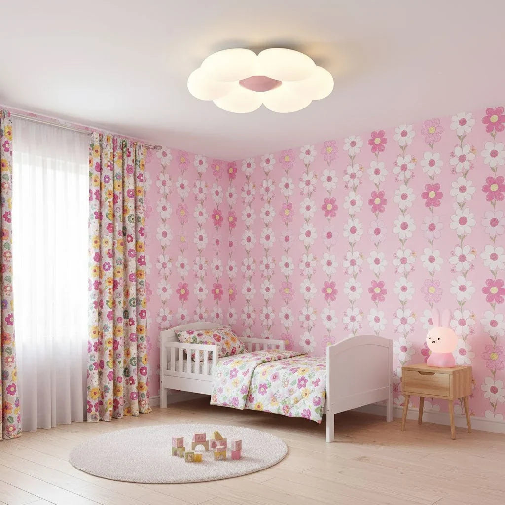 Six-Petal Flower Ceiling Light for Kids' Rooms