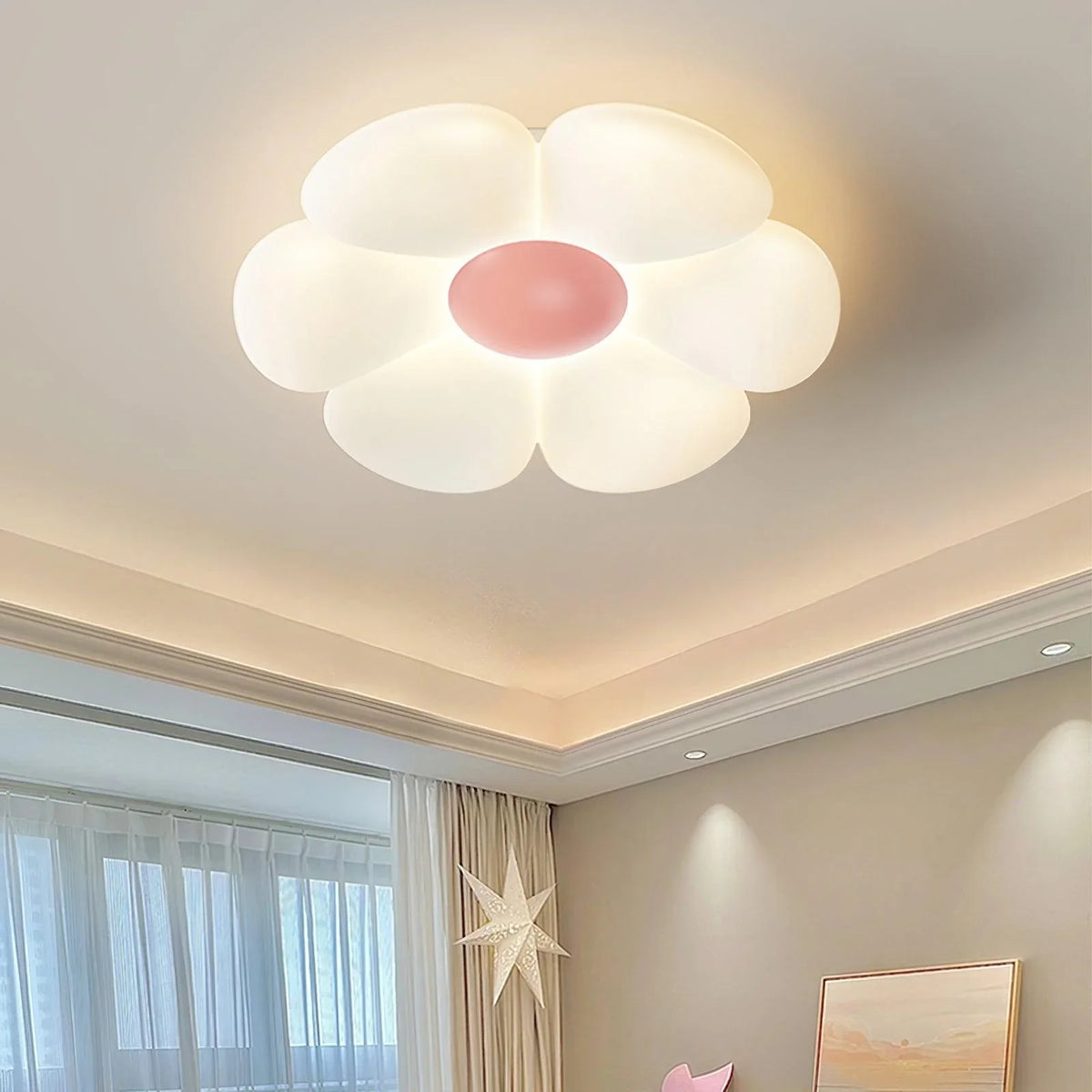Six-Petal Flower Ceiling Light for Kids' Rooms