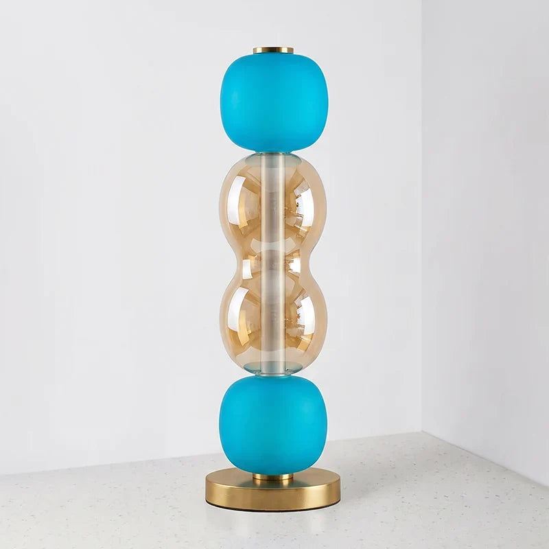 Bubble Table Lamp in Colored Glass with Brass Base