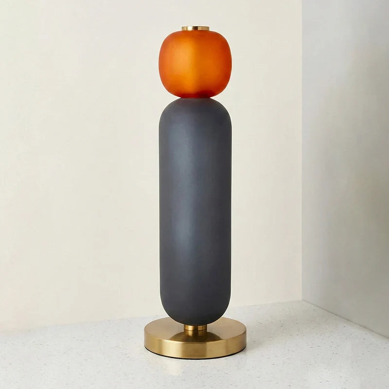 Bubble Table Lamp in Colored Glass with Brass Base
