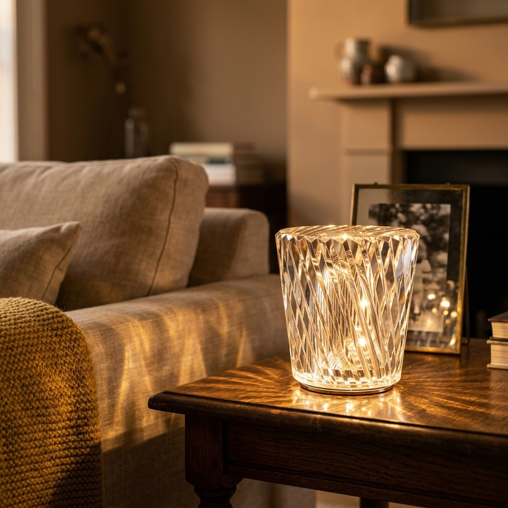 Cordless Table Lamp – Elegant Crystal Design with Built-in Battery