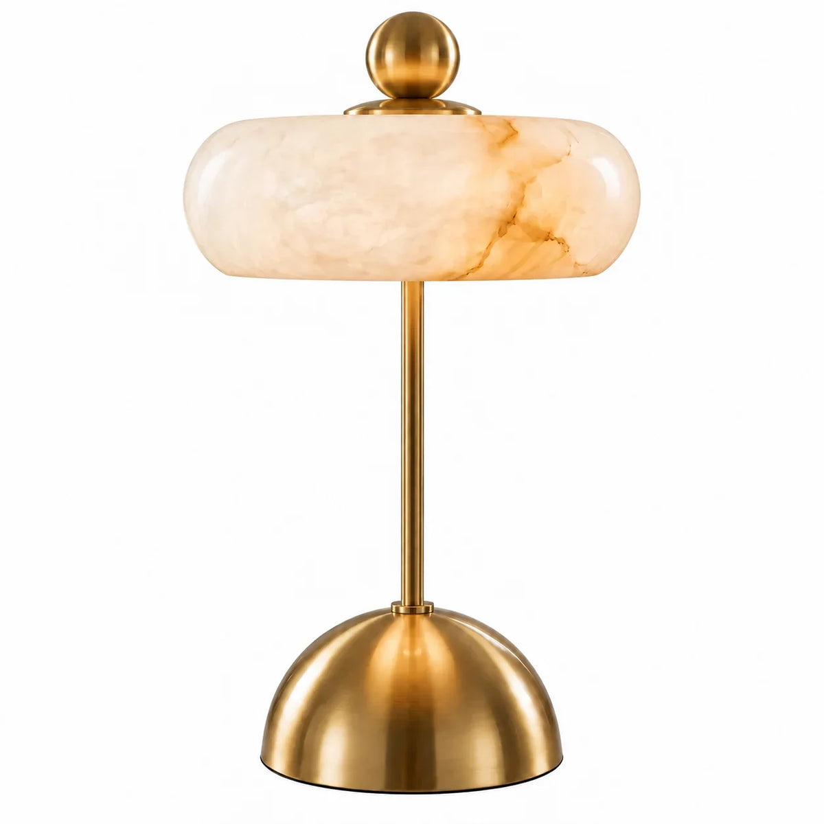 Glass Table Lamp with Alabaster Shade for Living Room and Bedroom