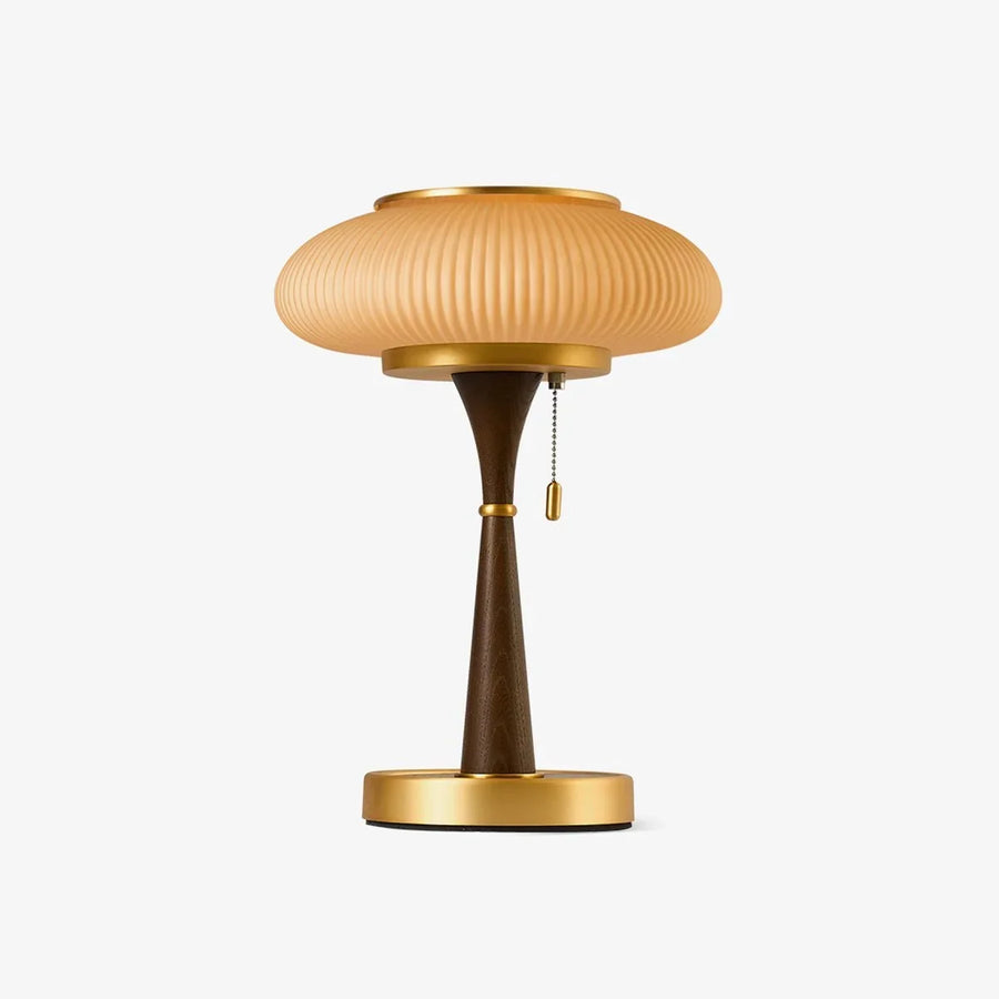 Glass and Walnut Table Lamp