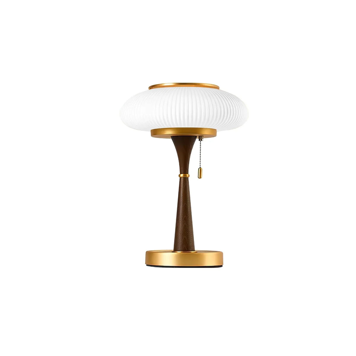 Glass and Walnut Table Lamp