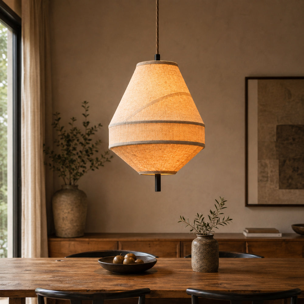 Japandi Linen Ceiling Light – Organic Design