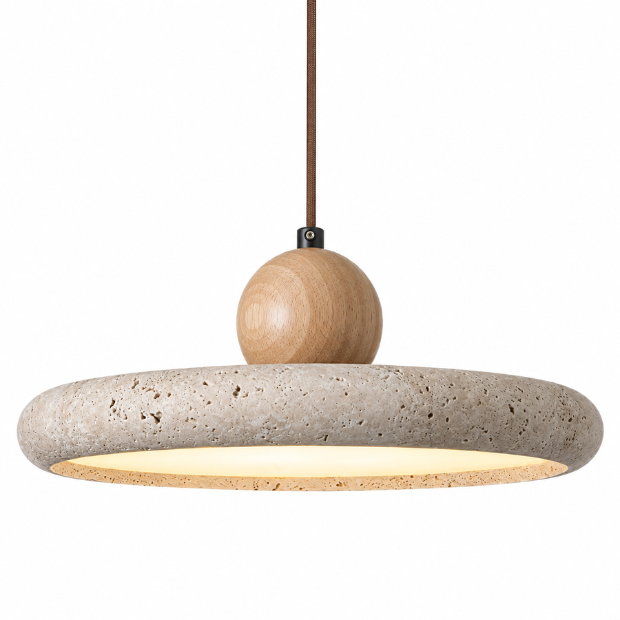 Travertine Wood Pendant Light
