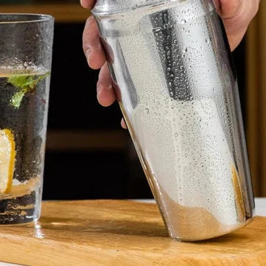 Stainless Steel Cocktail Shaker Set with Bamboo Stand – Complete Home Bar Kit