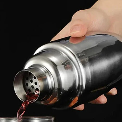 Stainless Steel Cocktail Shaker Set with Bamboo Stand – Complete Home Bar Kit