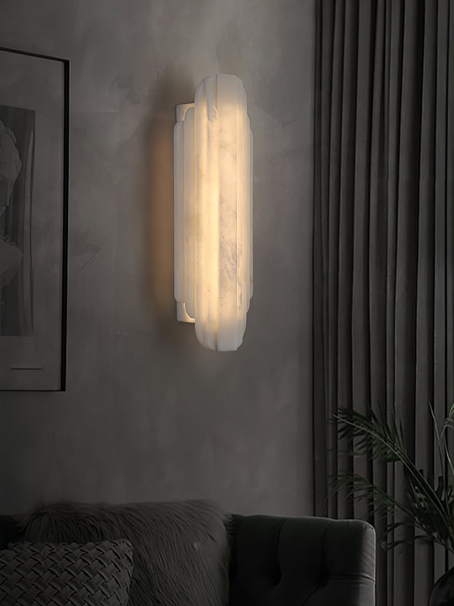 Dimmable Alabaster Wall Light with Metal Base – Ideal for Living Rooms and Hallways