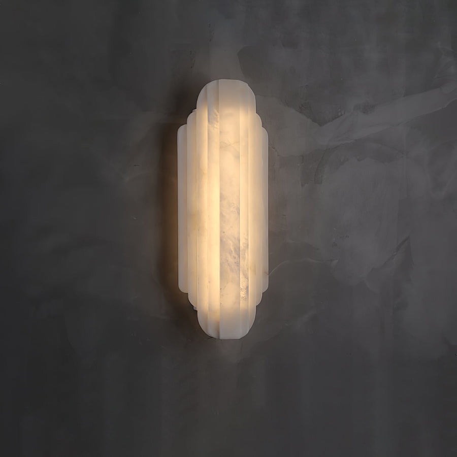 Dimmable Alabaster Wall Light with Metal Base – Ideal for Living Rooms and Hallways