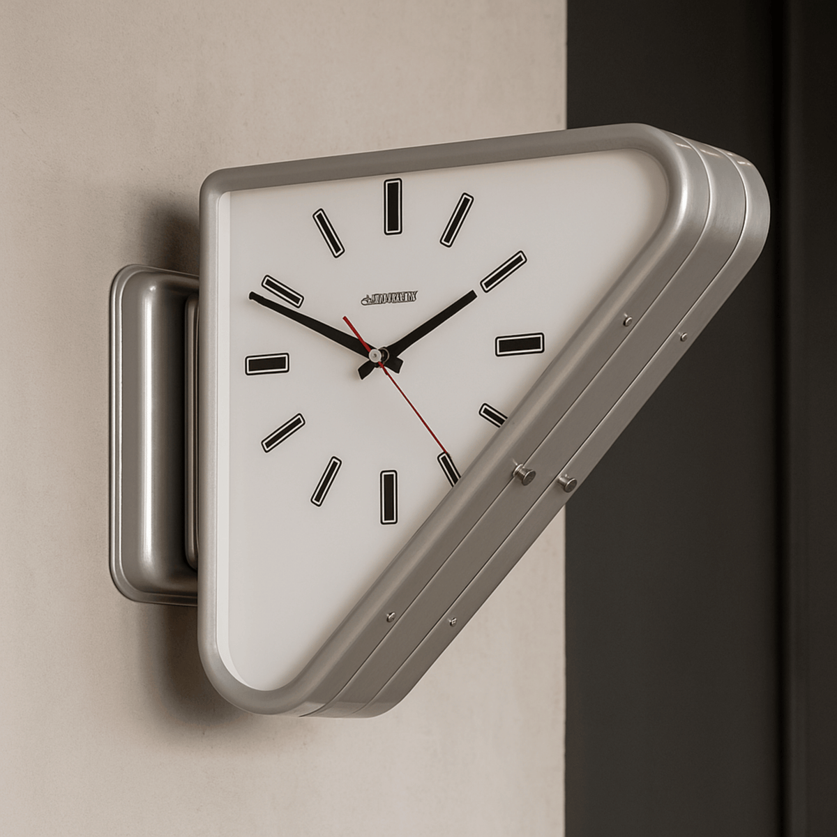 Double Triangle Metal Wall Clock – Silent Movement and Minimalist Design