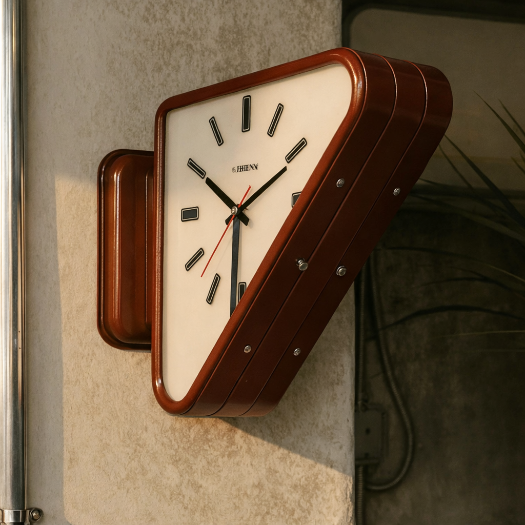 Double Triangle Metal Wall Clock – Silent Movement and Minimalist Design