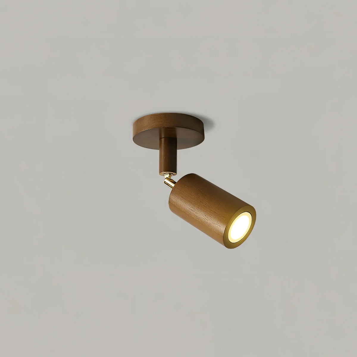 Rotating Walnut Ceiling Spotlight – Adjustable Spot for Hallway and Living Room