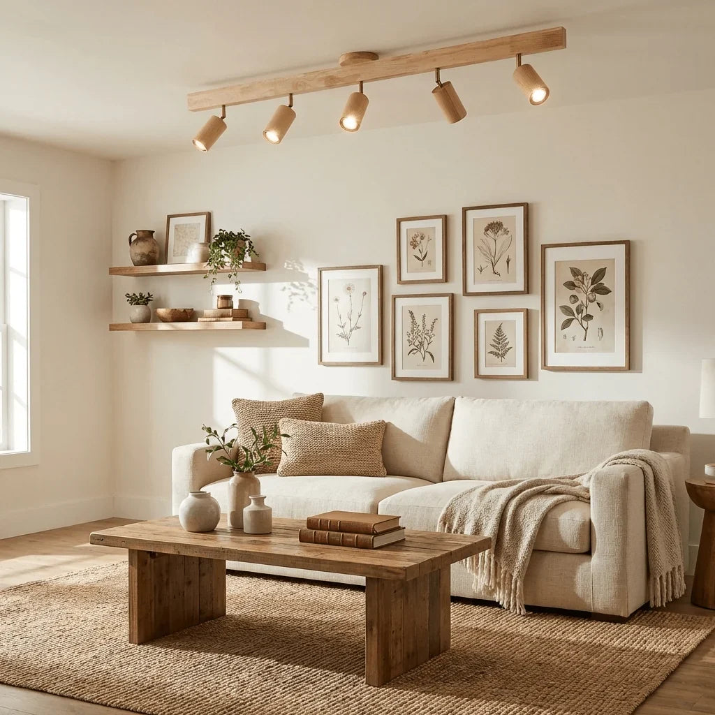 Rotating Walnut Ceiling Spotlight – Adjustable Spot for Hallway and Living Room