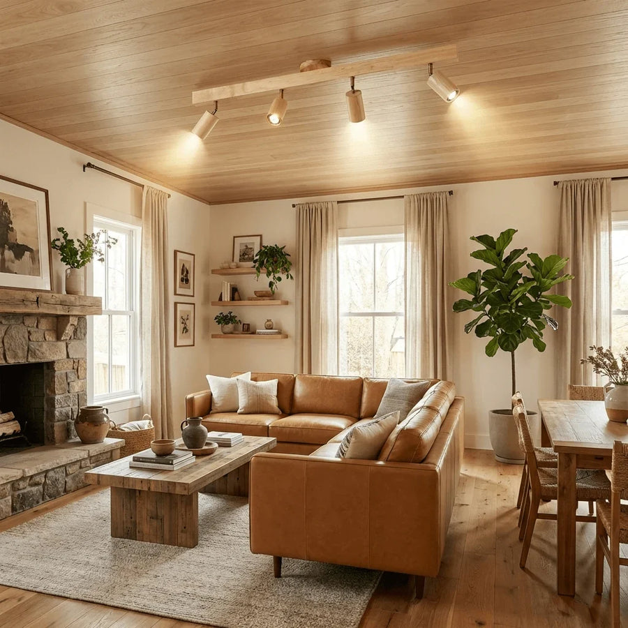 Rotating Walnut Ceiling Spotlight – Adjustable Spot for Hallway and Living Room