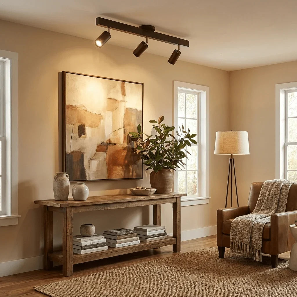 Rotating Walnut Ceiling Spotlight – Adjustable Spot for Hallway and Living Room