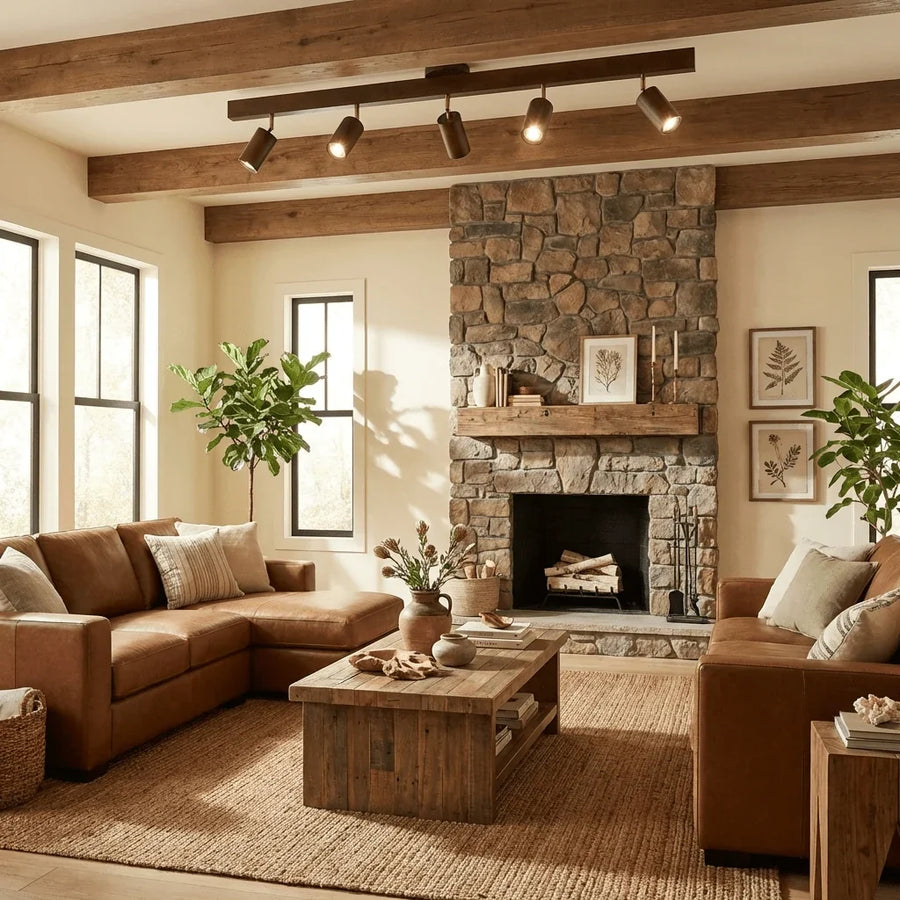 Rotating Walnut Ceiling Spotlight – Adjustable Spot for Hallway and Living Room