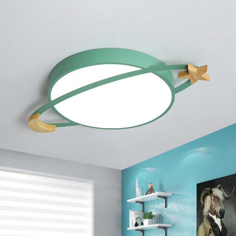 Recessed Metal Ceiling Light with Wooden Moon and Star – Energy-Saving LED