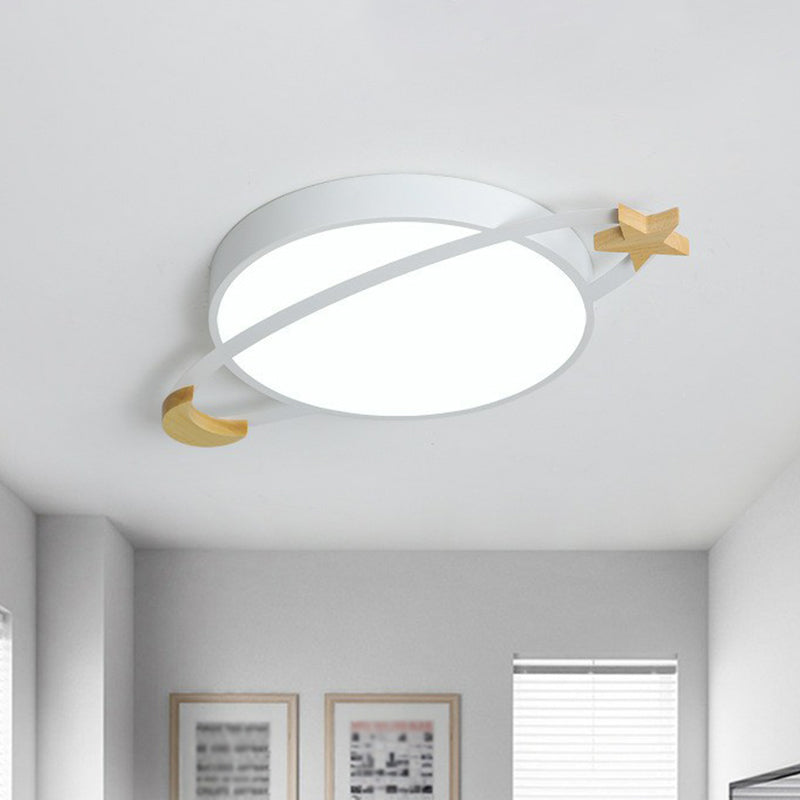 Recessed Metal Ceiling Light with Wooden Moon and Star – Energy-Saving LED