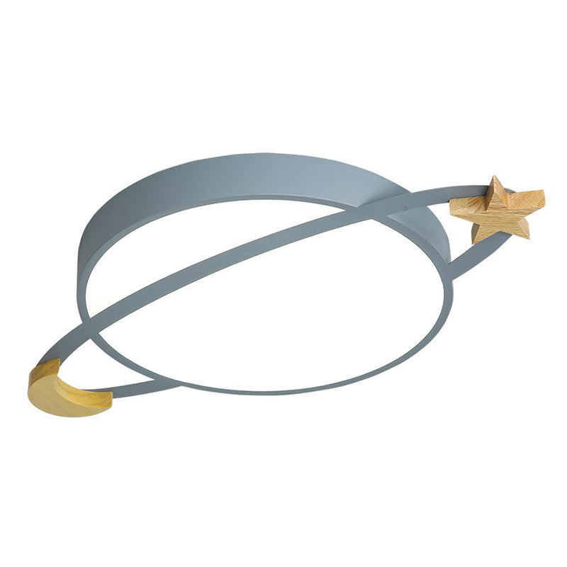 Recessed Metal Ceiling Light with Wooden Moon and Star – Energy-Saving LED