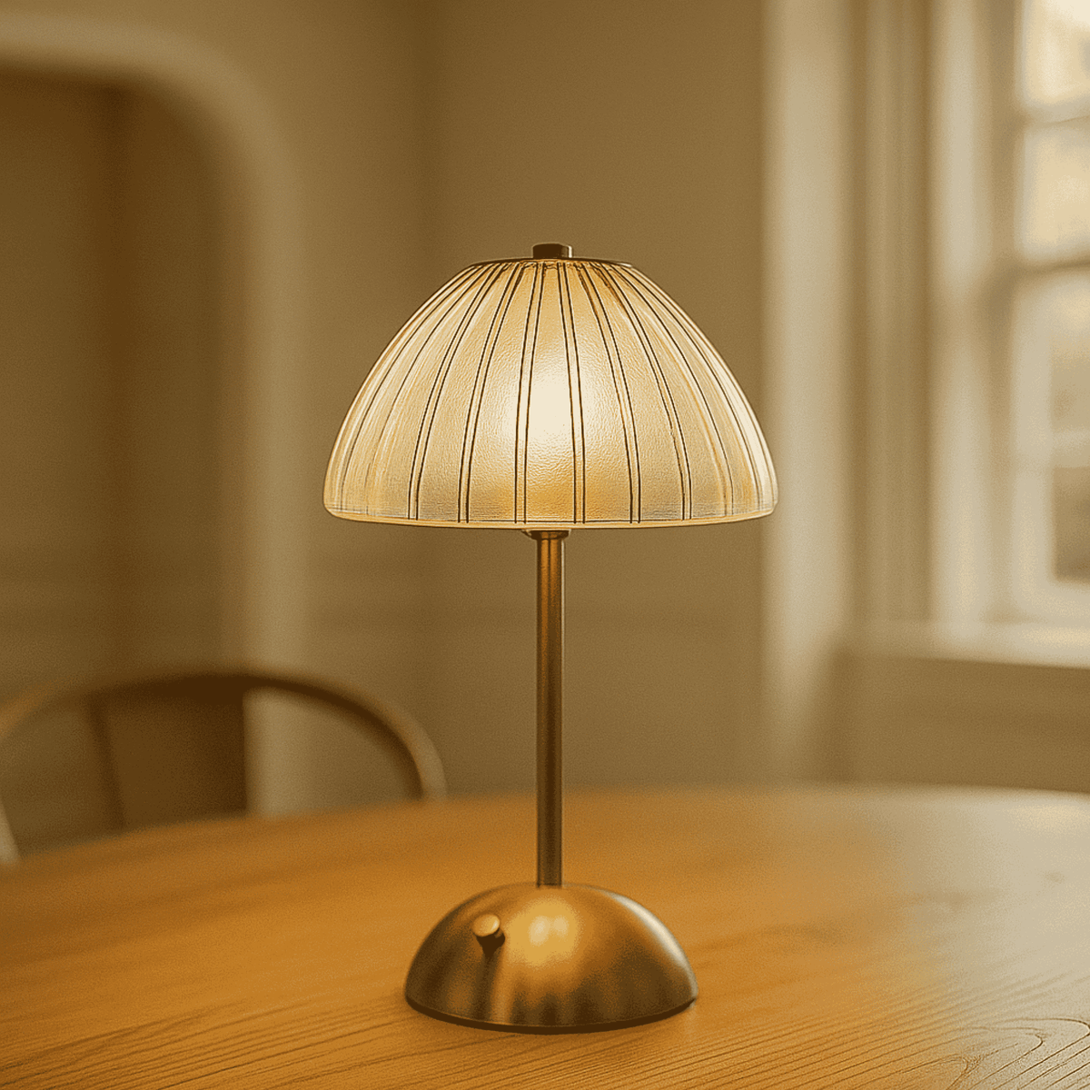 Rechargeable Cordless Table Lamp – Elegant Crystal Shade with Touch Dimming