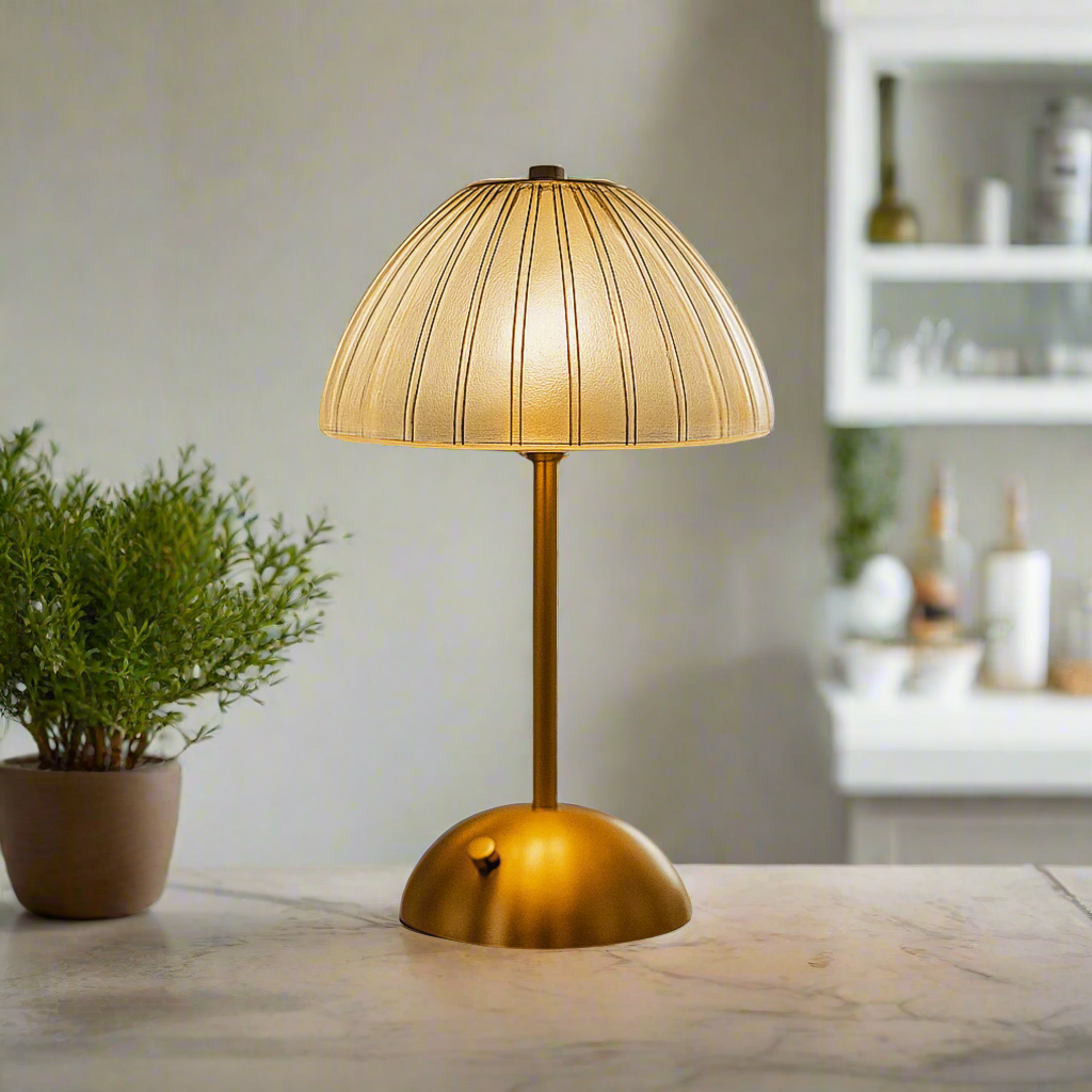 Rechargeable Cordless Table Lamp – Elegant Crystal Shade with Touch Dimming