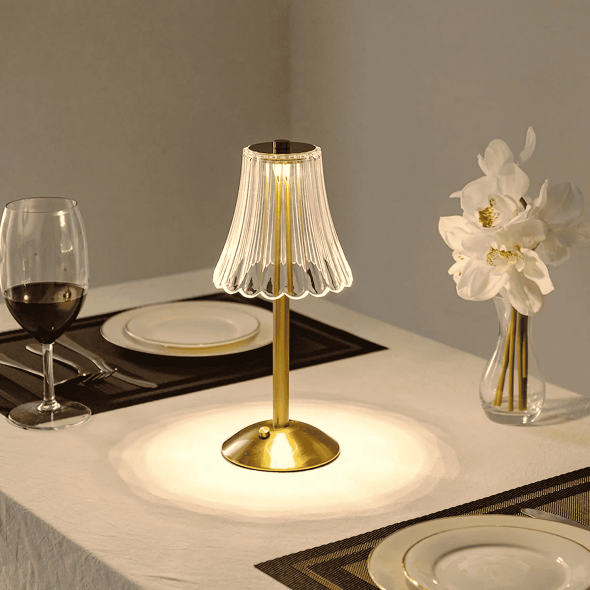 Rechargeable Cordless Table Lamp – Crystal Shade with Dimmable Touch Control