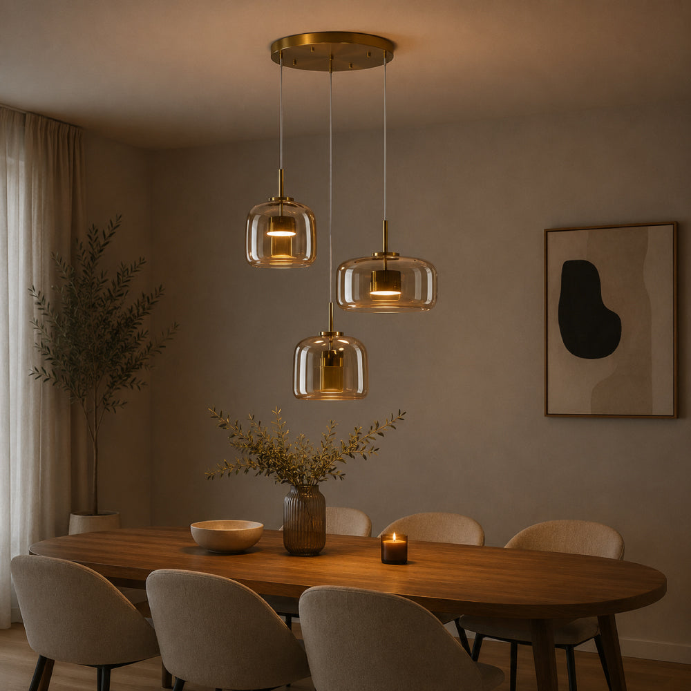 Glass Dining Pendant Light – Elegant Tinted Glass Design