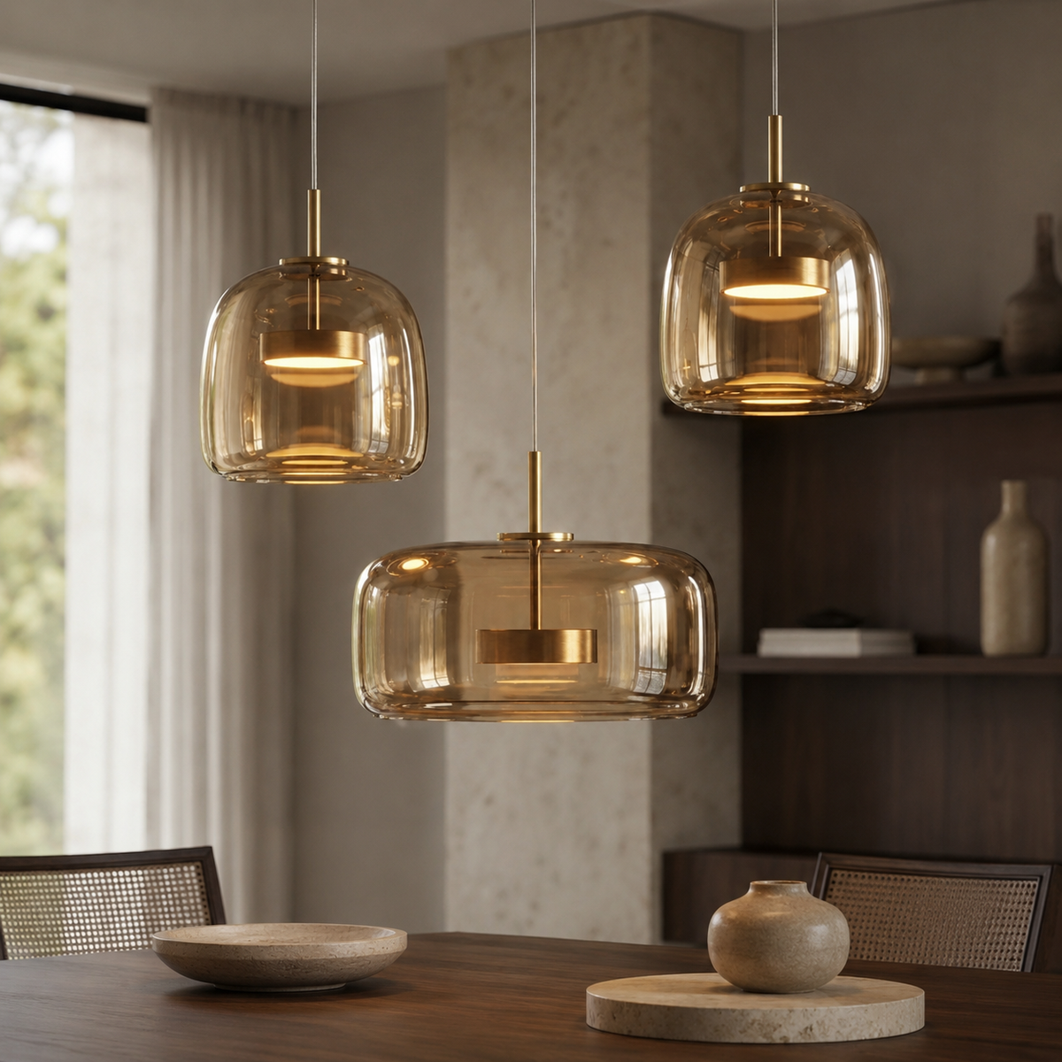 Glass Dining Pendant Light – Elegant Tinted Glass Design