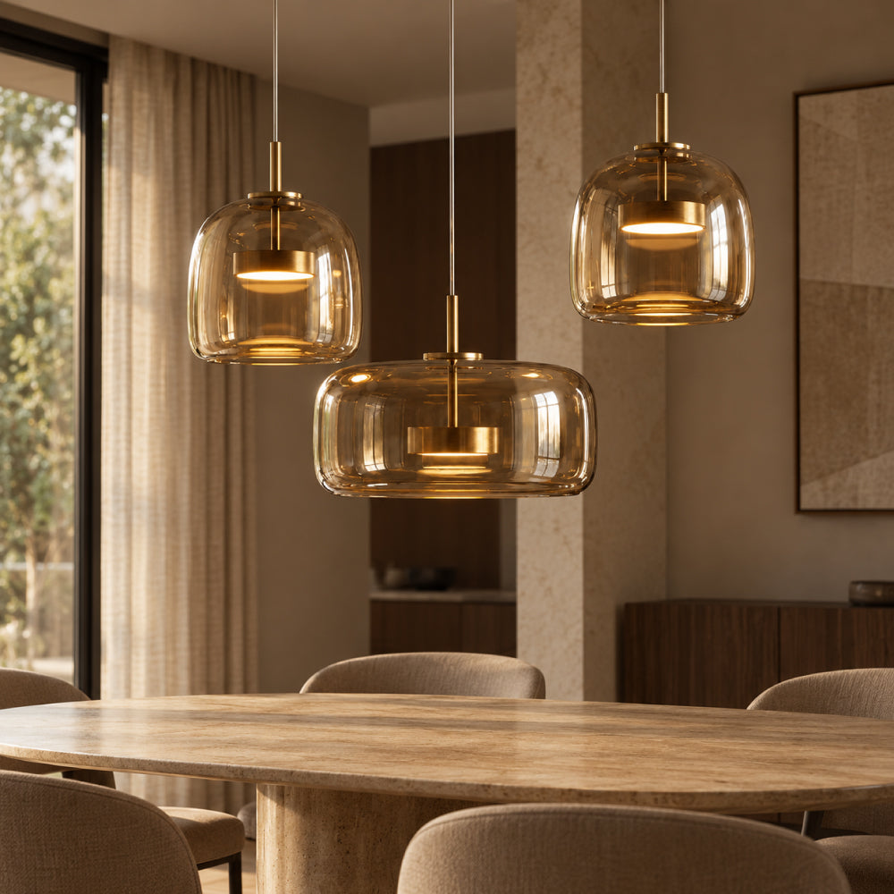 Glass Dining Pendant Light – Elegant Tinted Glass Design