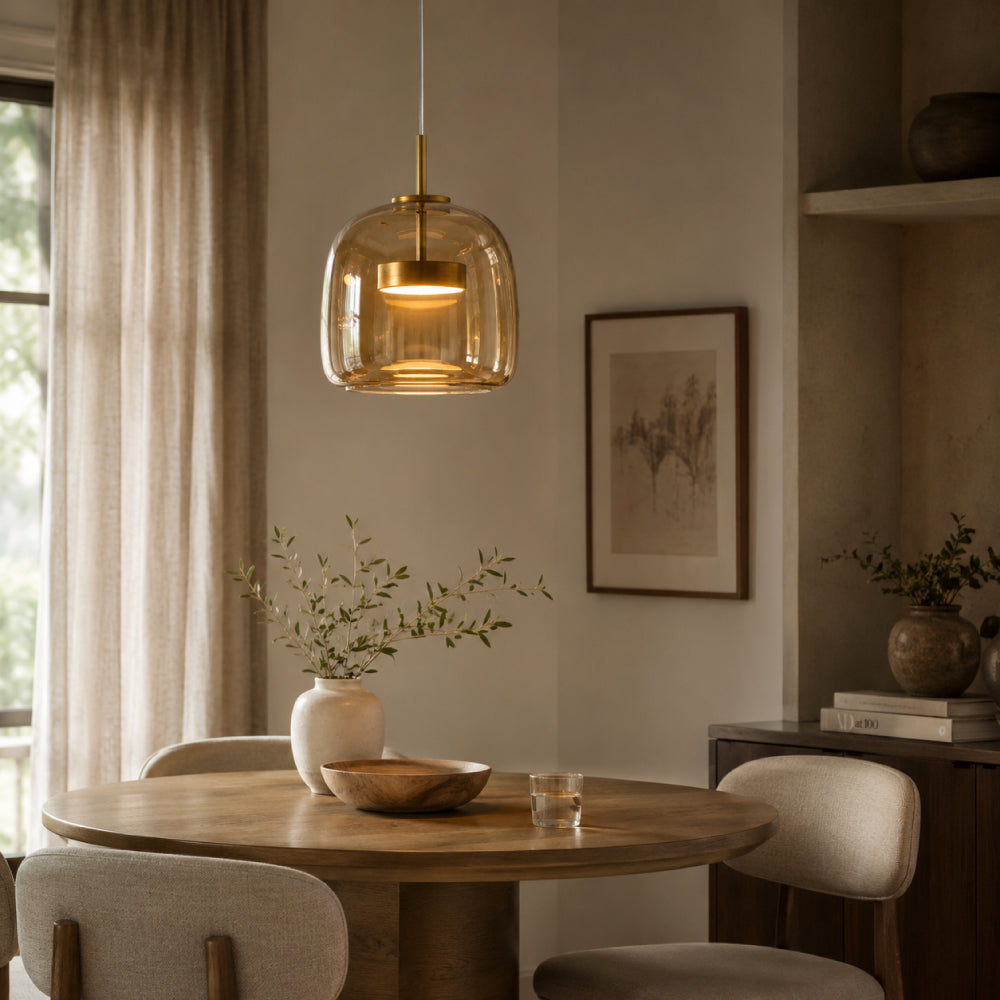 Glass Dining Pendant Light – Elegant Tinted Glass Design