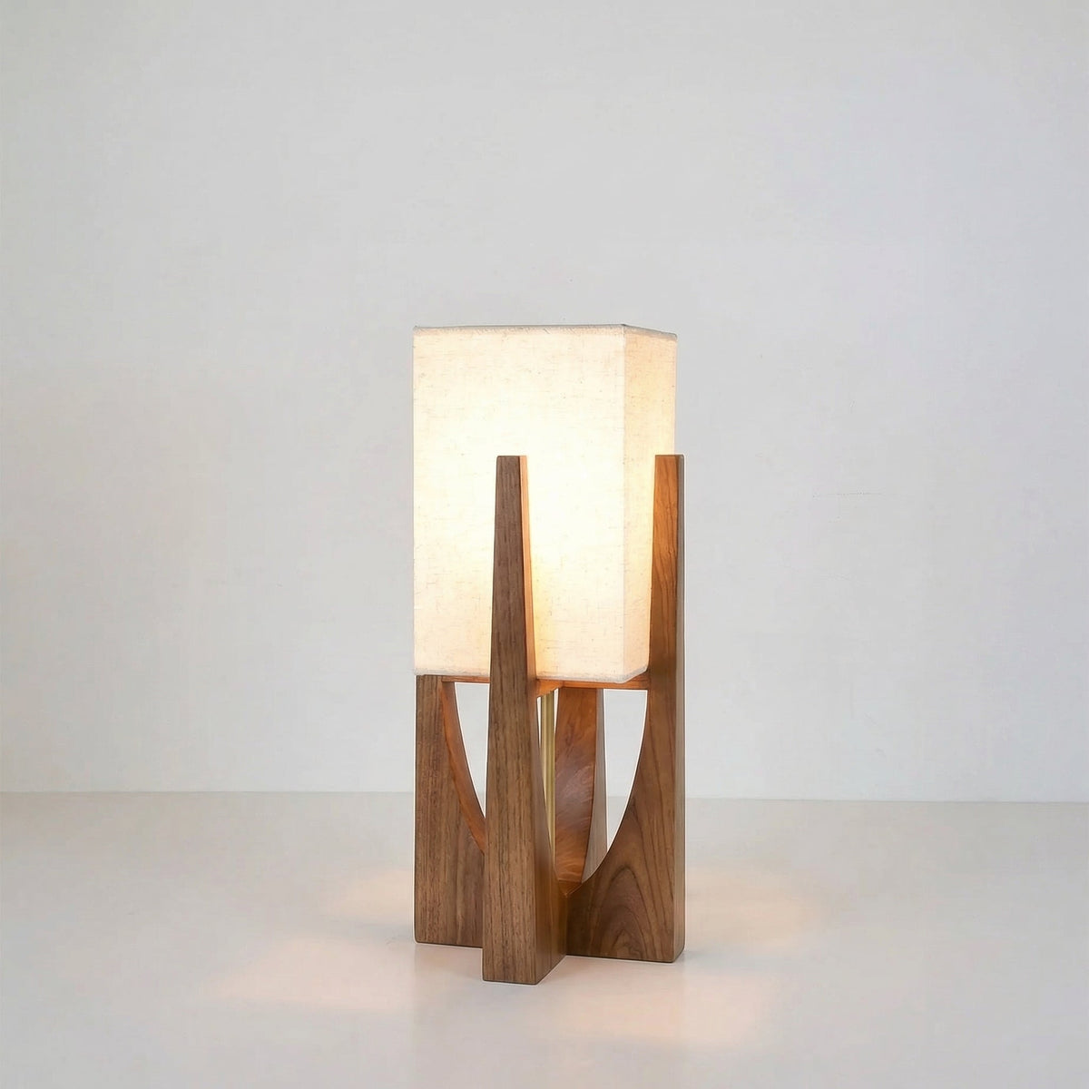 Wabi-Sabi Floor Lamp – Fabric Shade and Wood Base with Warm Light