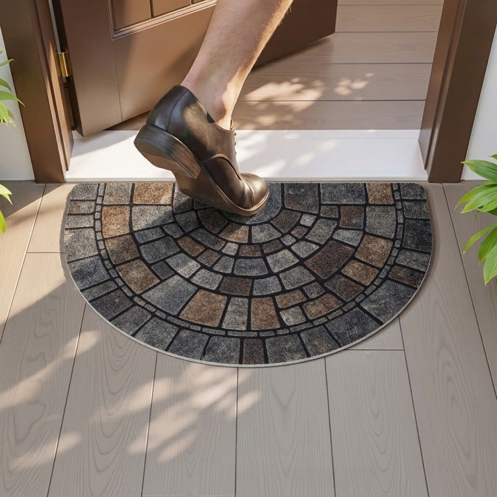 Half-Round Mosaic Pattern Door Mat
