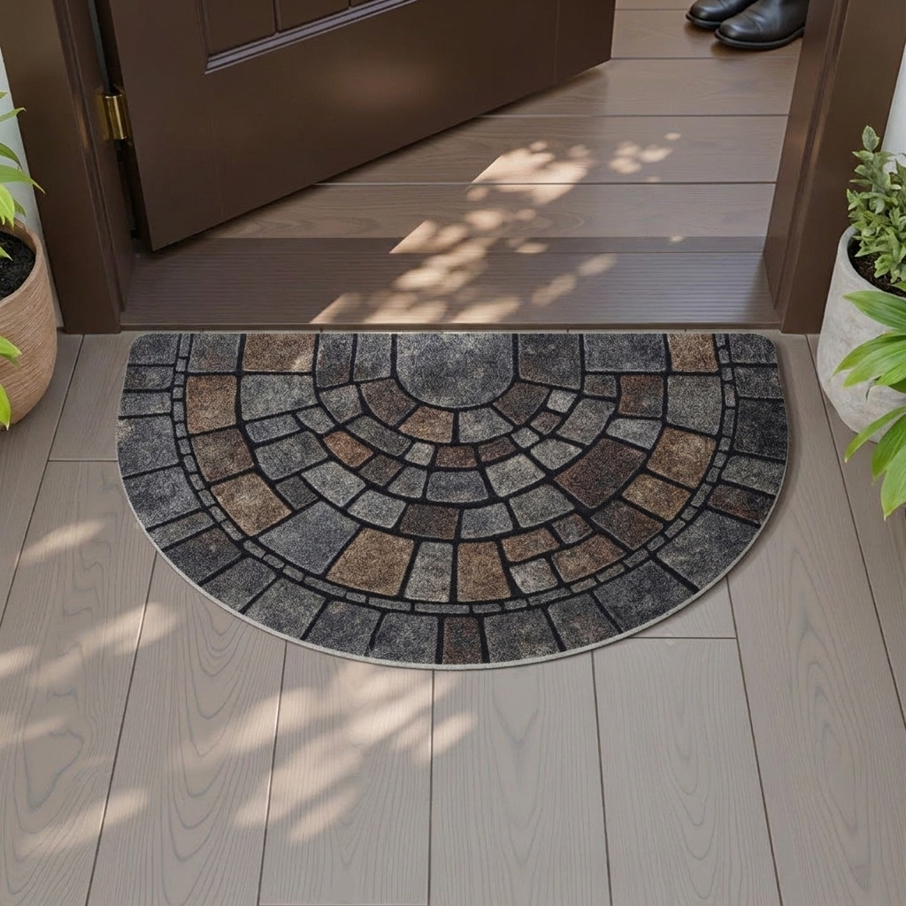 Half-Round Mosaic Pattern Door Mat