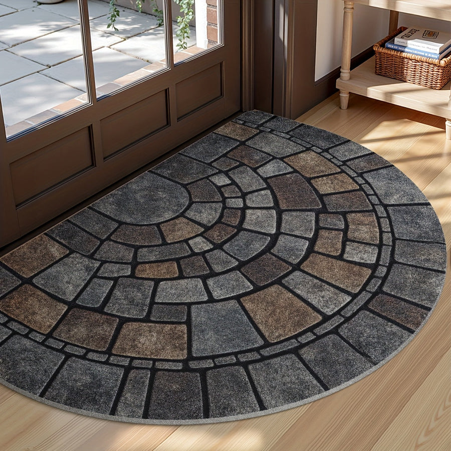Half-Round Mosaic Pattern Door Mat