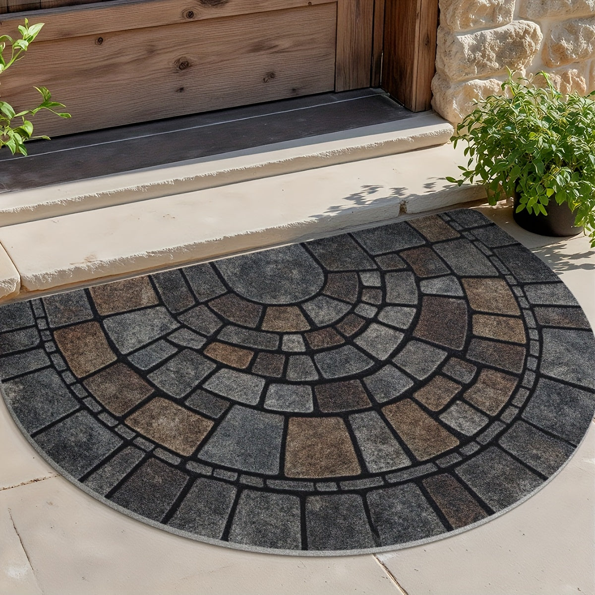 Half-Round Mosaic Pattern Door Mat