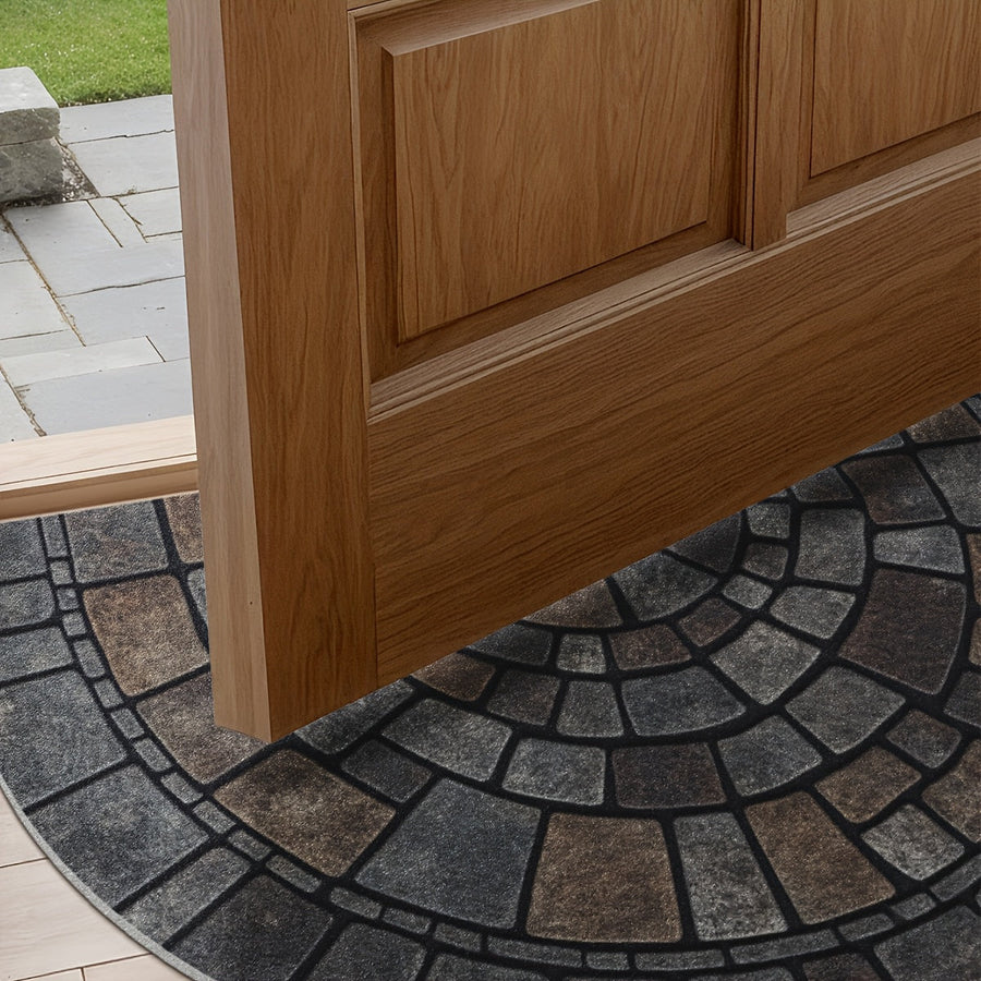Half-Round Mosaic Pattern Door Mat
