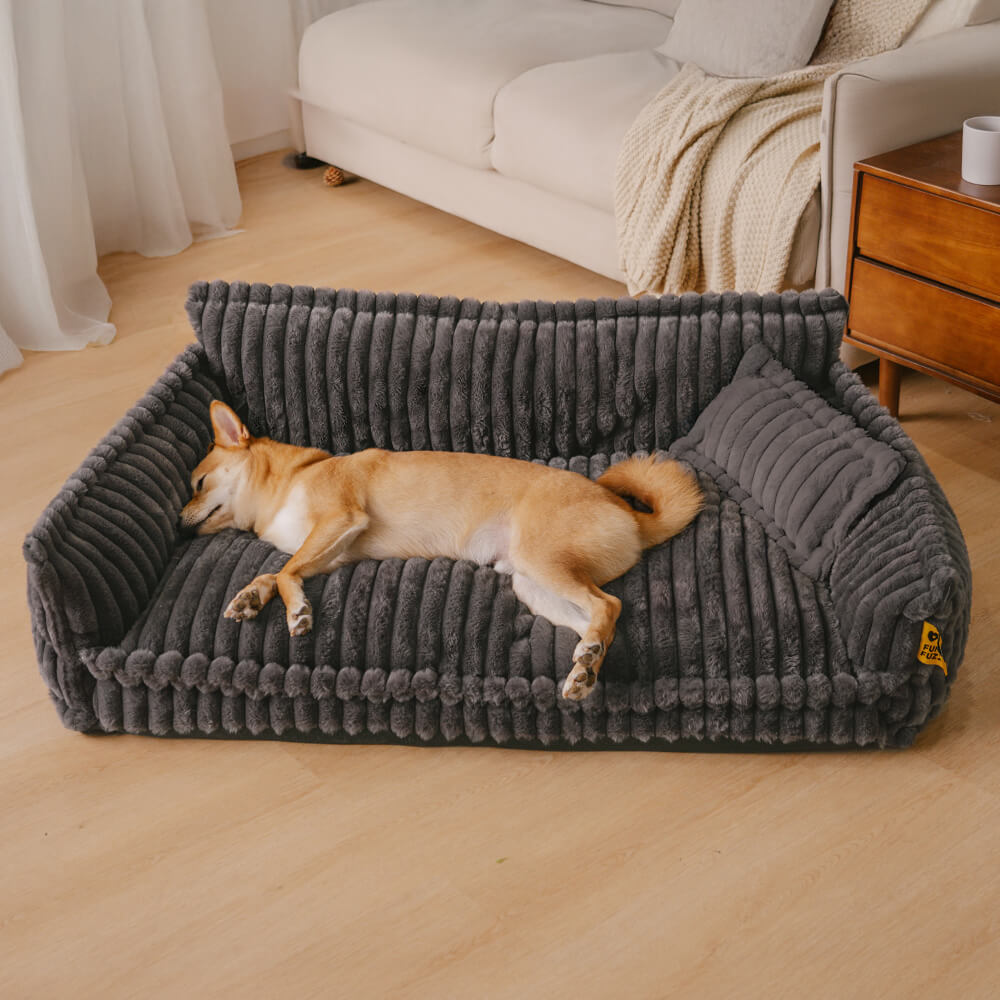 Soft Plush Dog Cushion with High-Density Foam and Ergonomic Neck Support