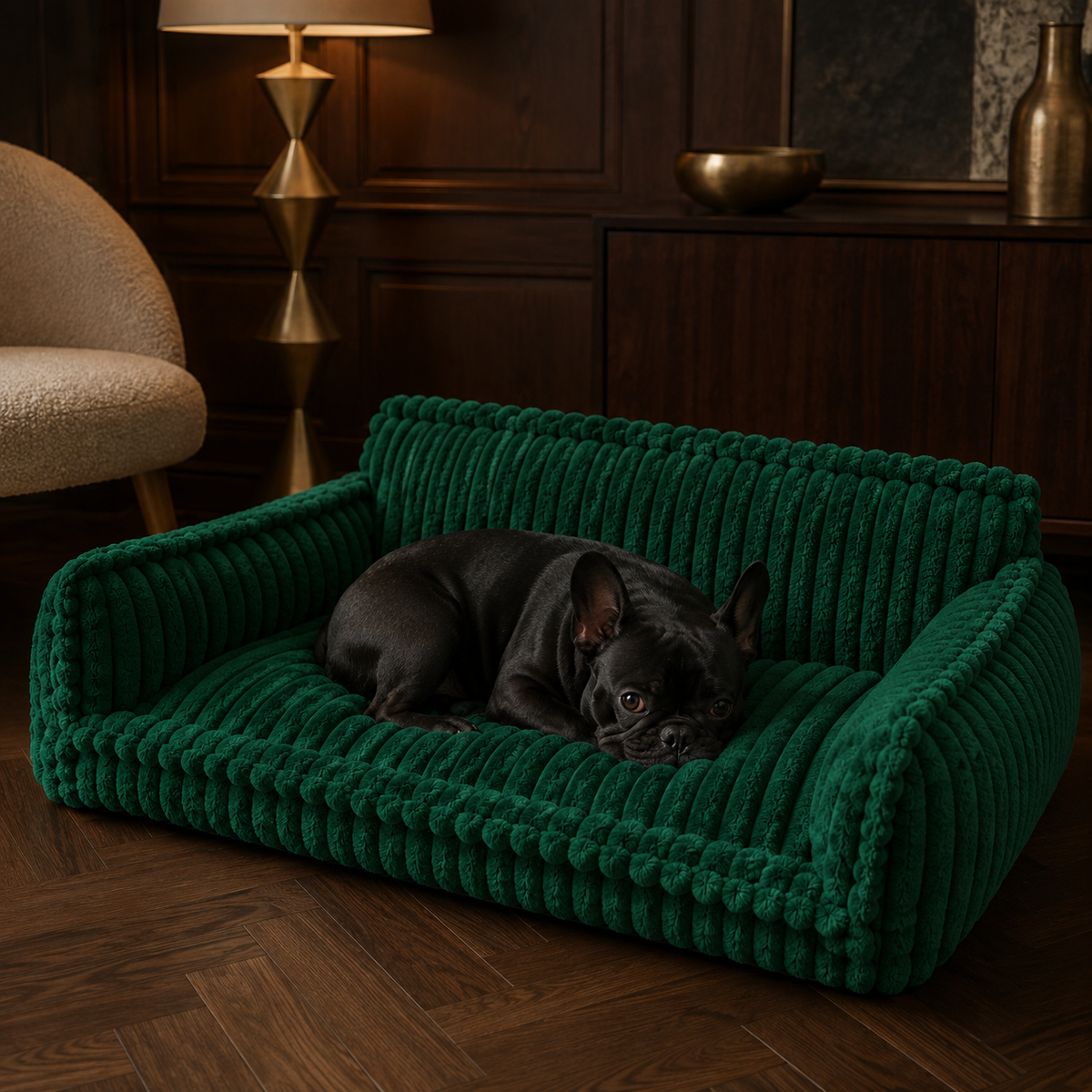 Soft Plush Dog Cushion with High-Density Foam and Ergonomic Neck Support