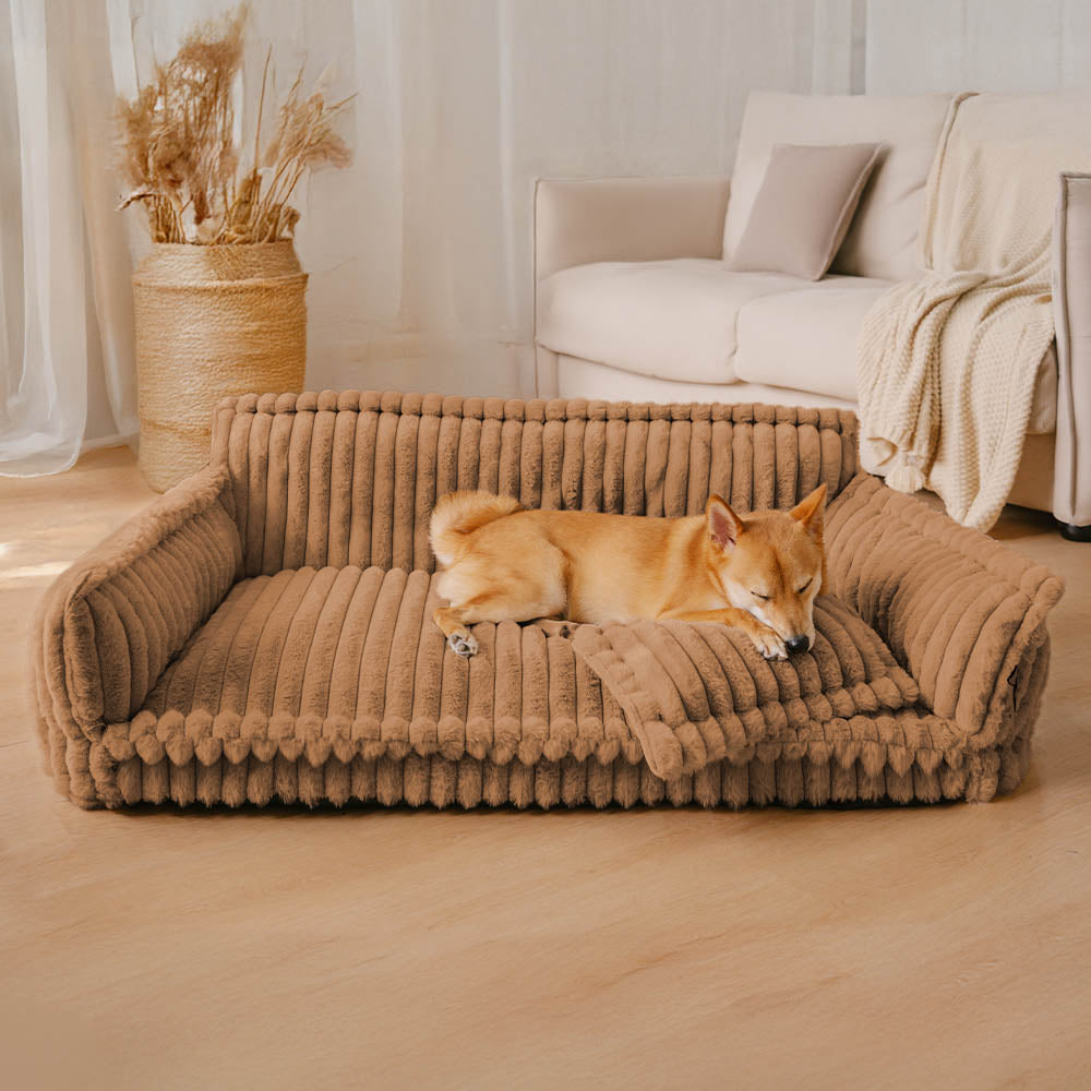 Soft Plush Dog Cushion with High-Density Foam and Ergonomic Neck Support