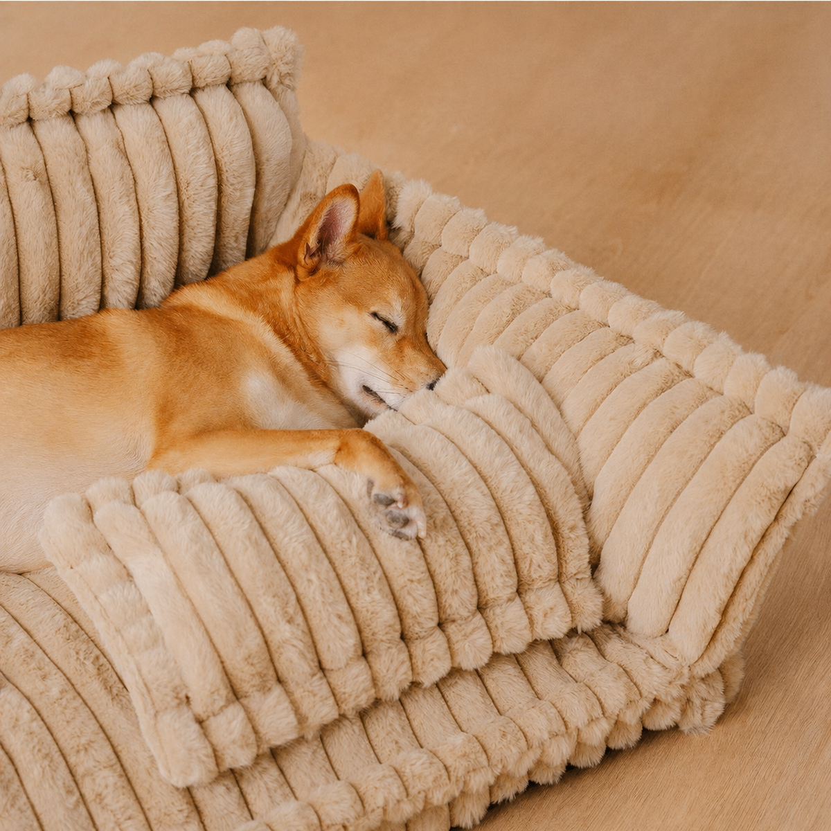 Soft Plush Dog Cushion with High-Density Foam and Ergonomic Neck Support