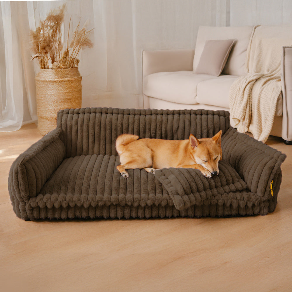 Soft Plush Dog Cushion with High-Density Foam and Ergonomic Neck Support
