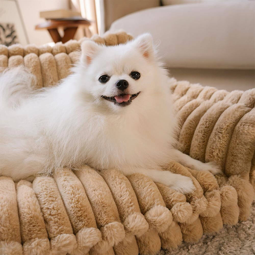 Soft Plush Dog Cushion with High-Density Foam and Ergonomic Neck Support
