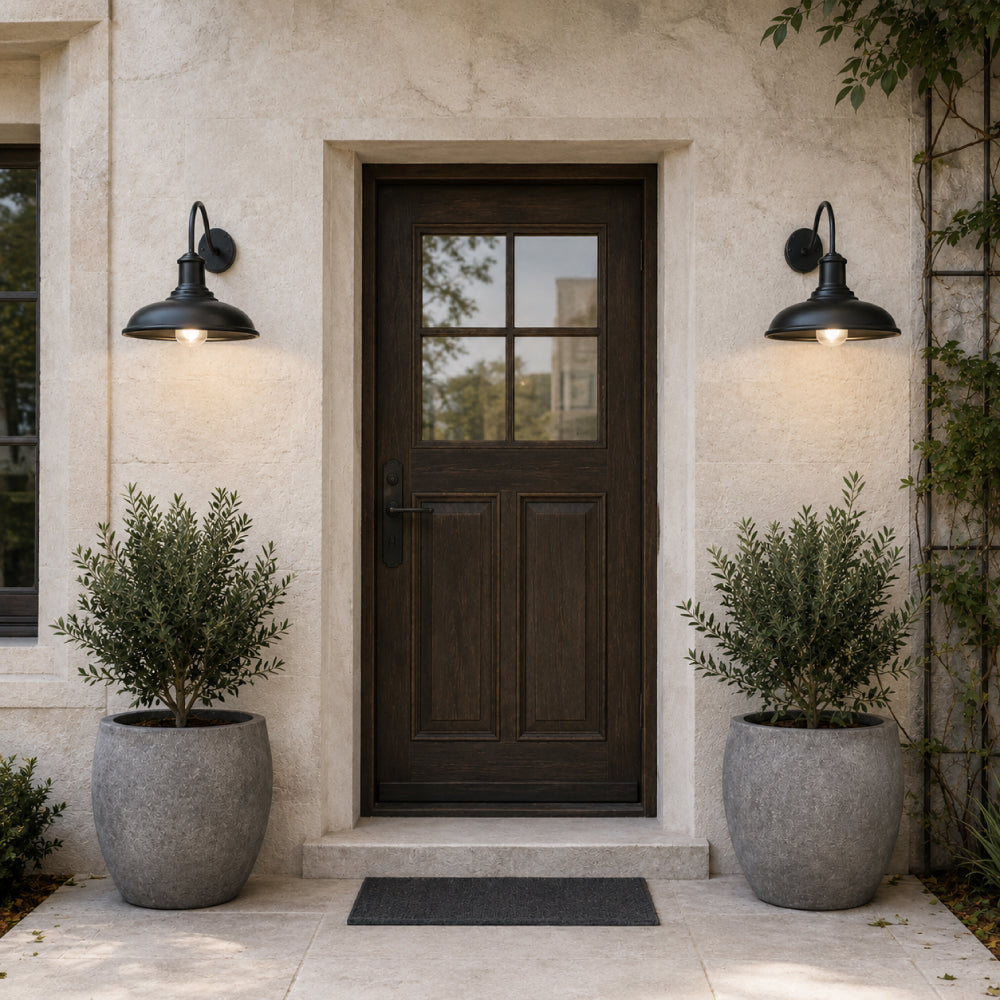 Industrial Iron Outdoor Wall Light – Bowl Design with LED Light